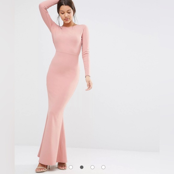 Missguided Pink Long Sleeve Open Back Maxi Dress - Picture 3 of 7